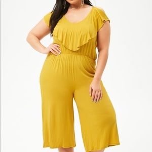 Plus size flounce culotte jumpsuit